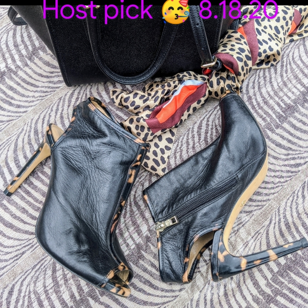 SOLD Ann Taylor peep toes, black/tortoiseshell - Picture 4 of 13